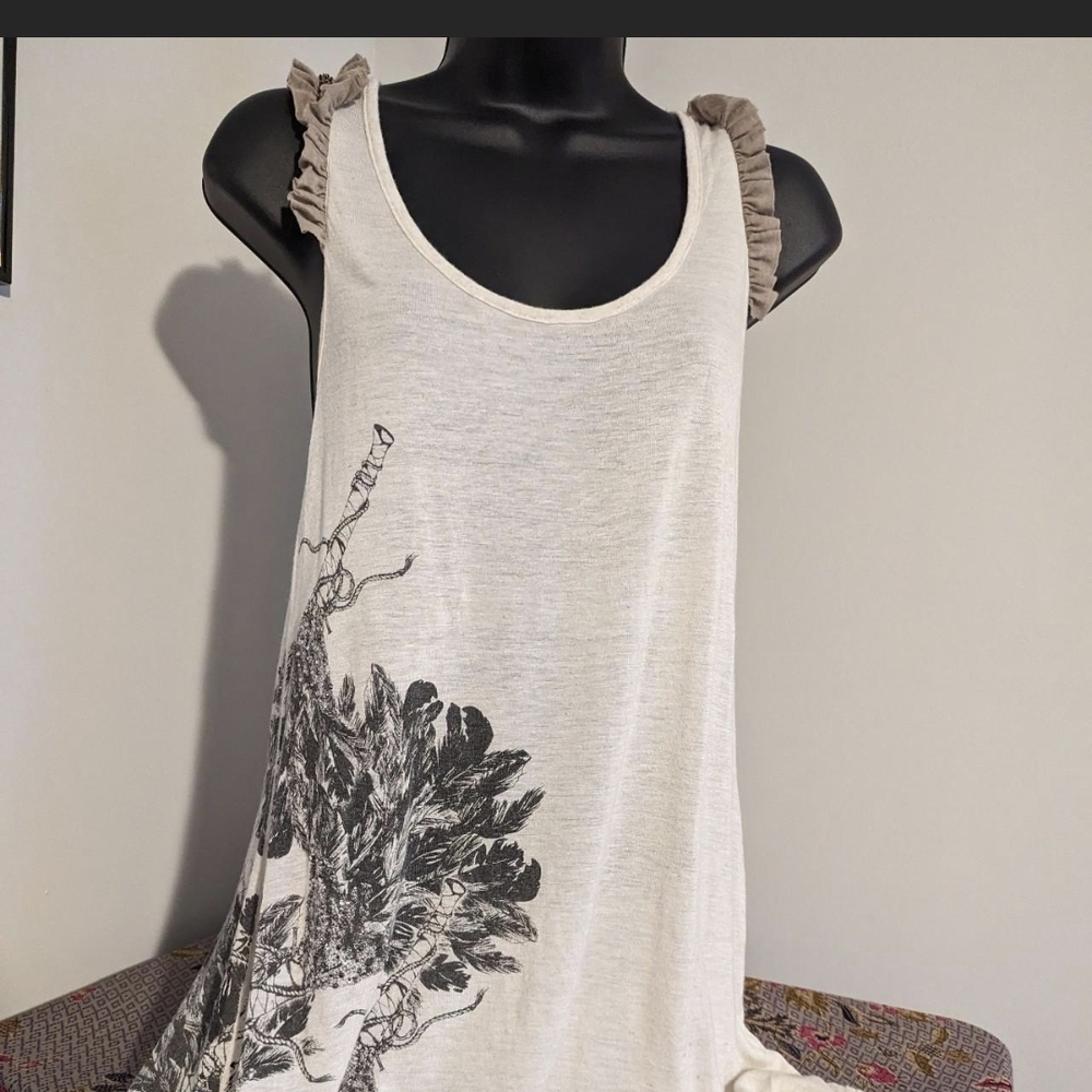 Miss Me Cream Tank Top with Black Graphic